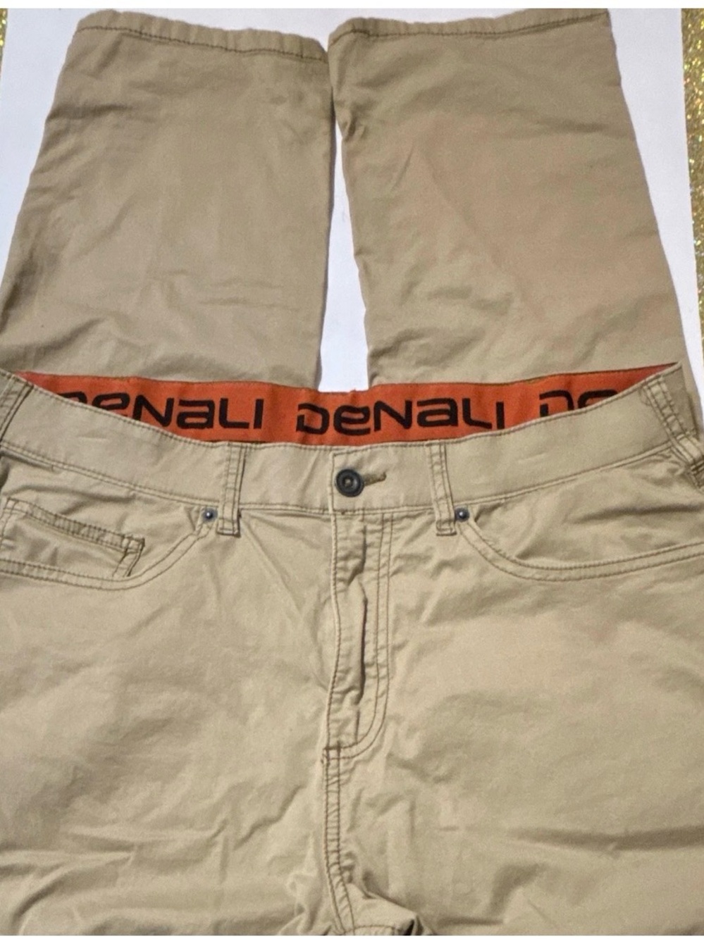 Denali Khaki Chino Pants with Orange Branded Waistband